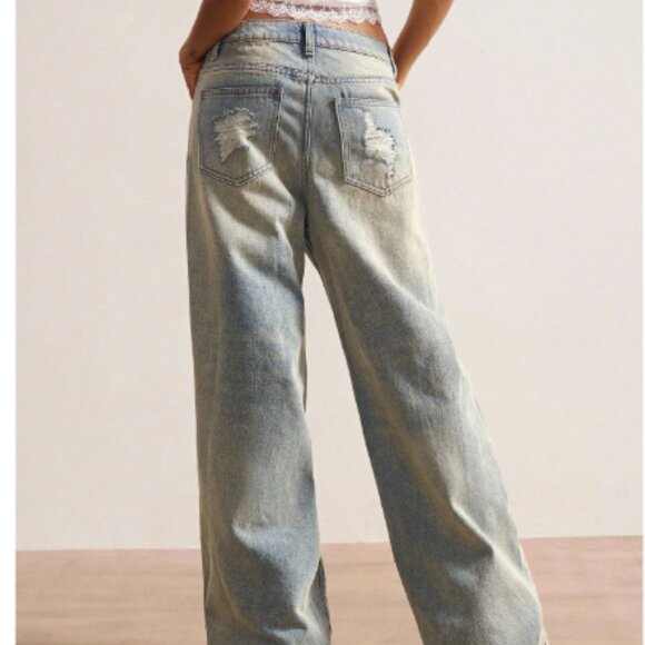 Fabulous NEW 2026 Embroidered Pearl ripped Jeans size 28 - Picture 5 of 8